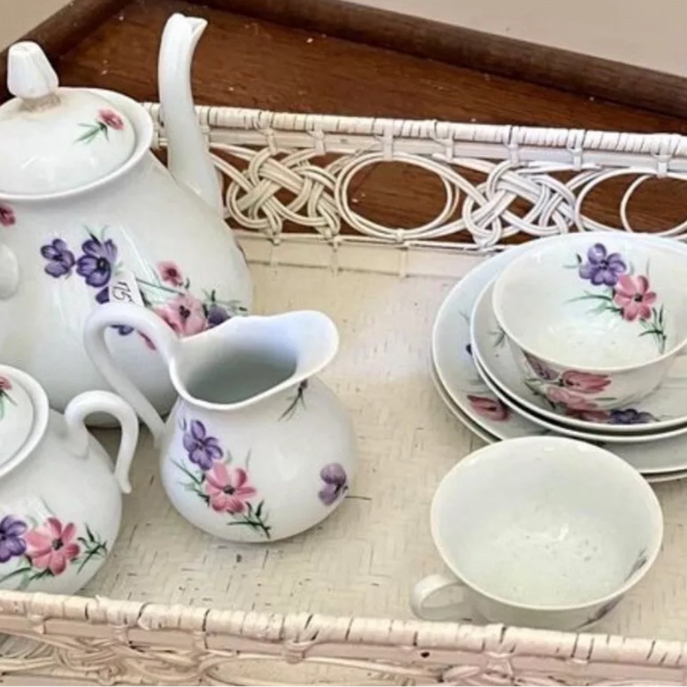 D. Porthault Tea Set w/ Tray as shown